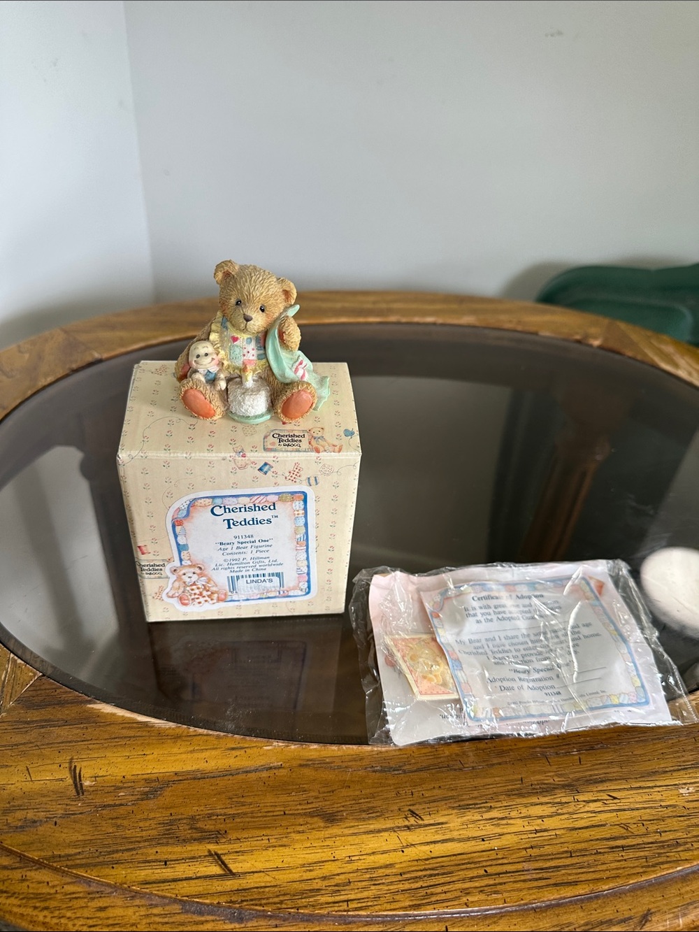 Cherished Teddies Beige Bear Figurine with Pastel Accents Berry special One